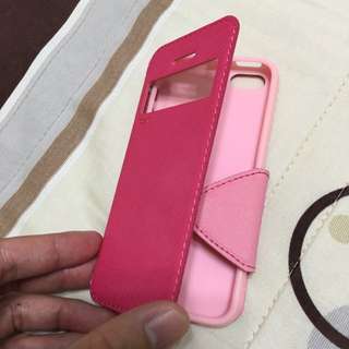 Iphone 5 5s 粉紅掀蓋櫥窗保護殼