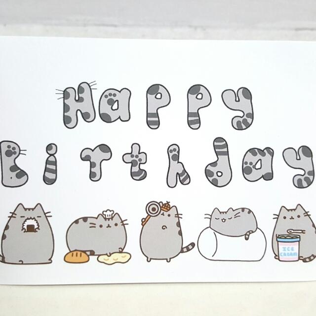 Birthday Card (Pusheen), Design &amp; Craft, Handmade Craft on Carousell