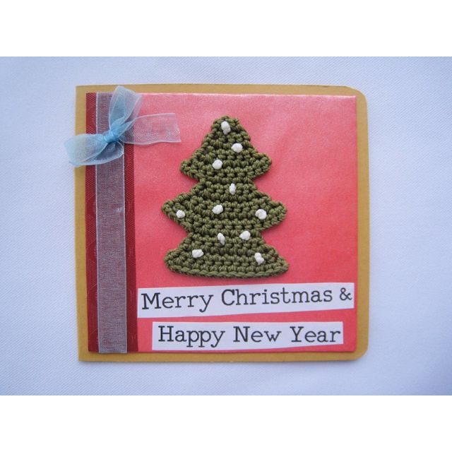 Kartu Natal Christmas Tree Rajut Handmade Christmas Card Crochet Pohon Ucapan Desain Kerajinan Tangan Di Carousell