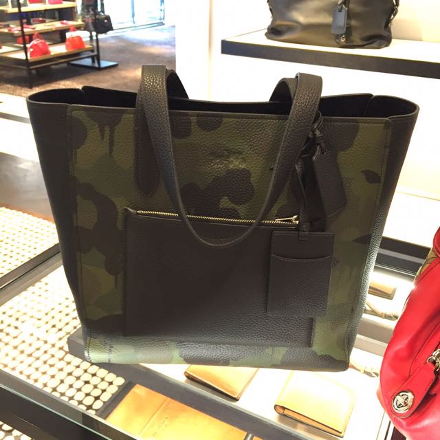 Camo leather tote sales