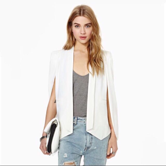 White cape discount blazer plus size