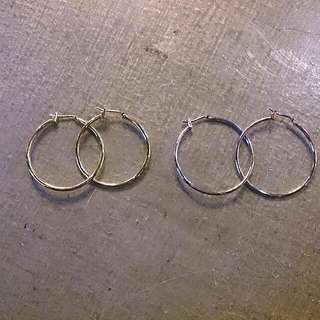 ◇金銀色圓環耳環◇耳針式 歐美 Asos 30mm