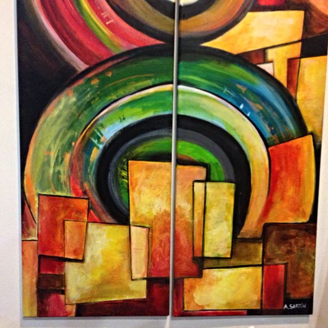 Authentic 2 Piece Abstract Art Painting Furniture On Carousell