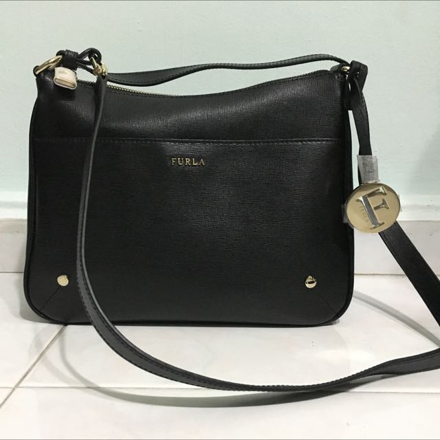 Furla black sling bag