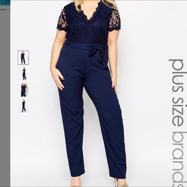 Navy plus size jumpsuit clearance
