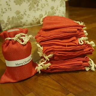 Bright Red Fabric Gift Bags