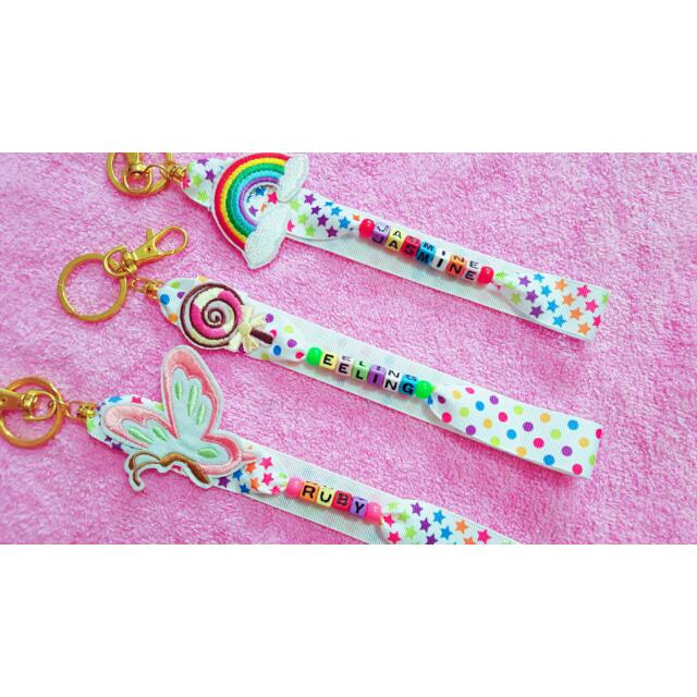 Butterfly Candy Lollipop Rainbow Keychain With Customize Name