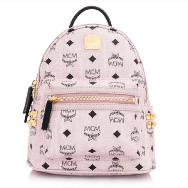 mcm light pink backpack