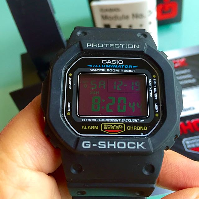Black Casio G Shock DW 5600E Back Light With Afterglow Watch