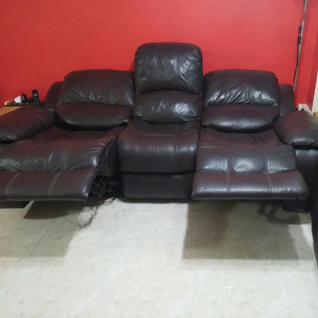 Cheers 3 Seater Full Leather Sofa With Two Electronic Recliners