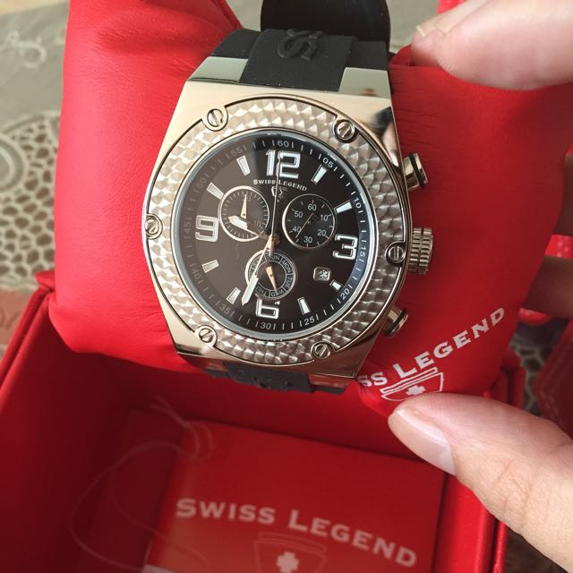 new Swiss Legend SL 30025 02S Throttle Chrono Black Silicone Silver Tone Dial Bezel and Case Watch