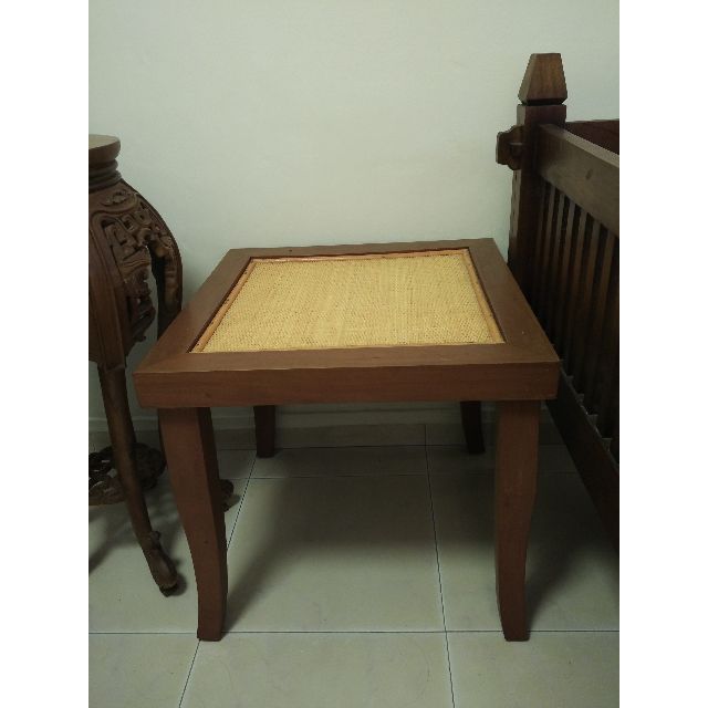 Solid wood side table (Category: Tables & Sets) located in Singapore. Submitted by arghwen (Listing ID 38116127, Image 2). Description: L60cm x L60cm x H56cm Self collect.