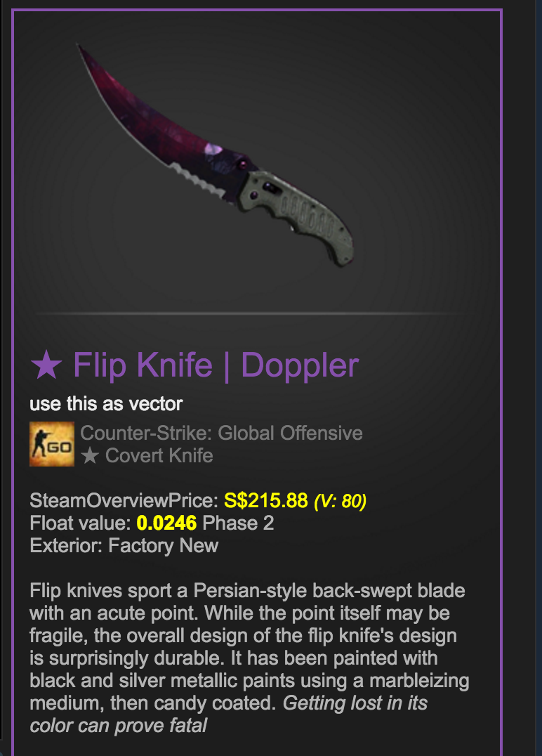 CSGO Flip knife doppler p2, Hobbies & Toys, Toys & Games on Carousell