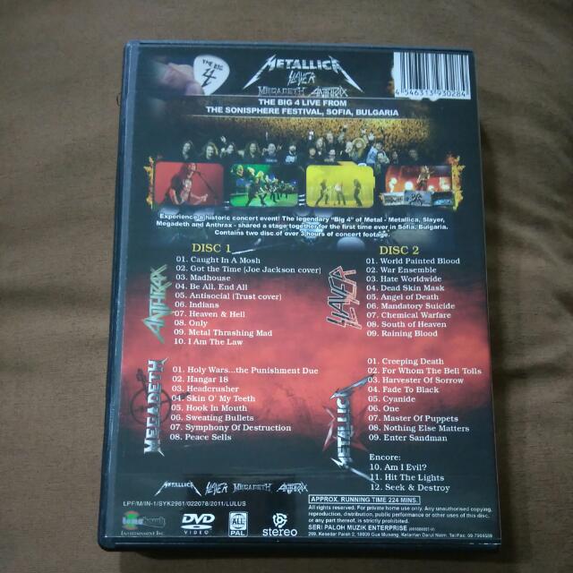 Sonisphere Festival Featuring The Big Four Metallica Megadeth Slayer Anthrax Live Dvd Malaysia Press Everything Else On Carousell