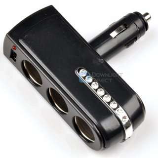 Plug In Car 3 Port in 1 Cigarette Cigar Lighter Splitter Multiplier With USB Charger Auto Accessory
