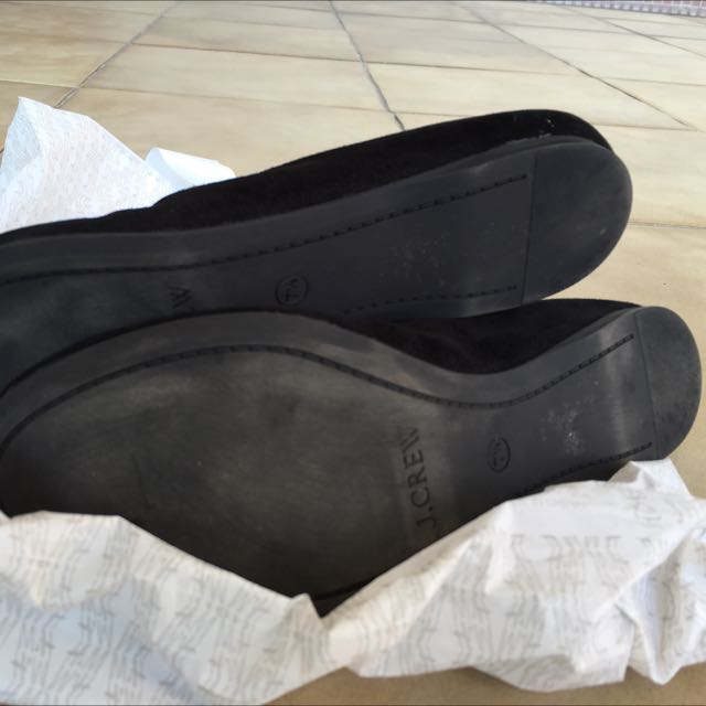 J Crew Cece Suede Ballet Flats In Black Luxury Sneakers Footwear on Carousell