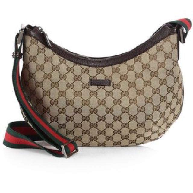 Gucci Original GG Dipped Canvas Messenger Bag with Signature Web