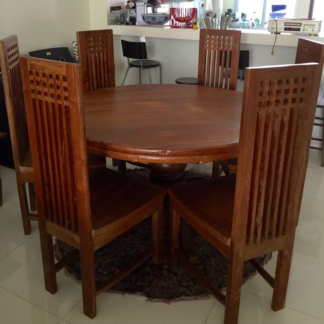 Burmese Teak Wood Dining Table, Furniture & Home Living, Furniture