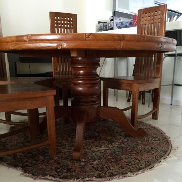 Burmese Teak Wood Dining Table, Furniture & Home Living, Furniture