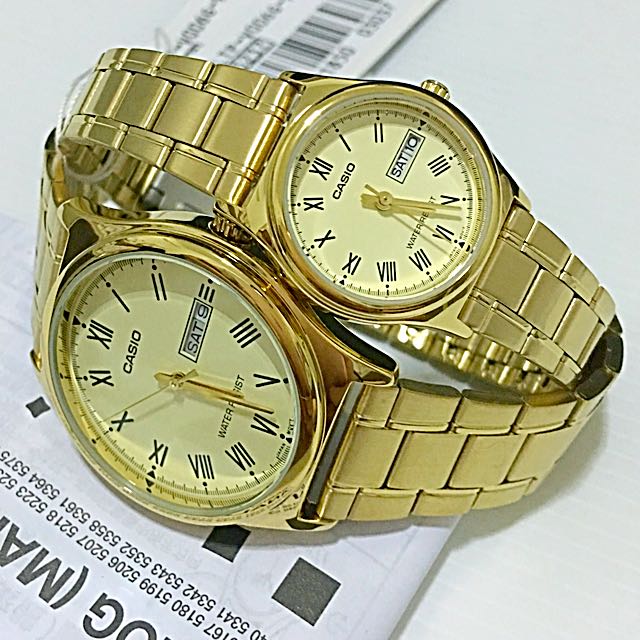 Casio Pair Lover Day Date Gold Tone Watch