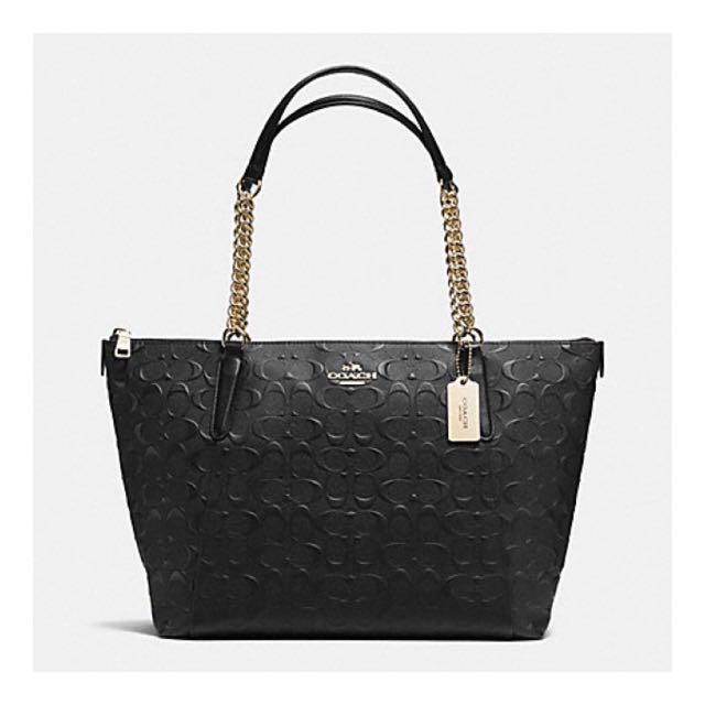 PO Authentic Coach AVA Chain Tote In Debossed Signature Leather Luxury on Carousell