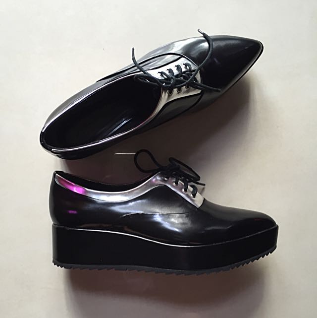 Silver platform cheap oxfords