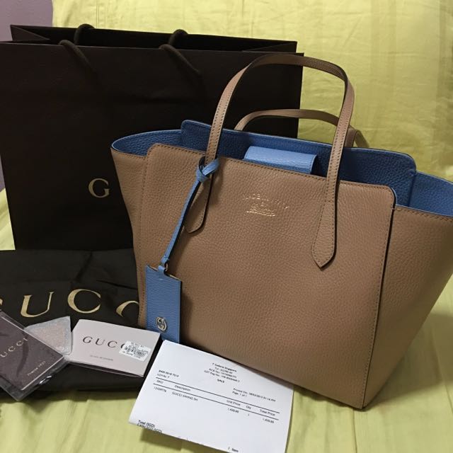 gucci swing leather tote