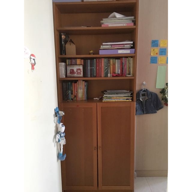 Free Ikea Billy Bookcase In Beech With Half Doors Furniture On