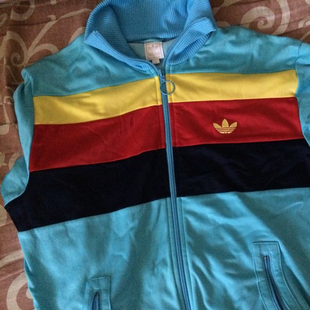 red and blue adidas windbreaker