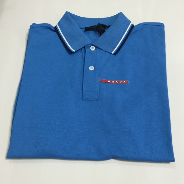 Brand New Authentic Unworn Prada Polo T Shirt In Azzurro Blue Size Medium Men S Fashion On Carousell
