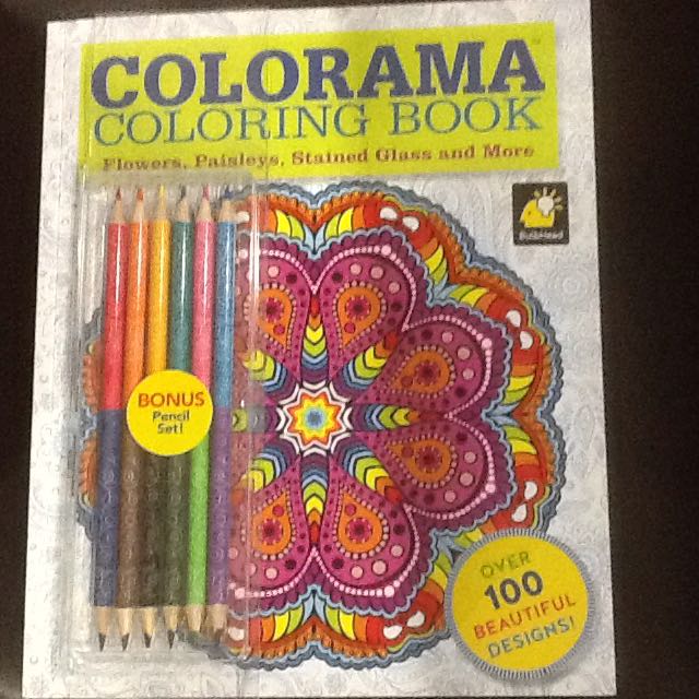 Colorama Coloring Book Flowers Paisleys Stained Glass And ...
