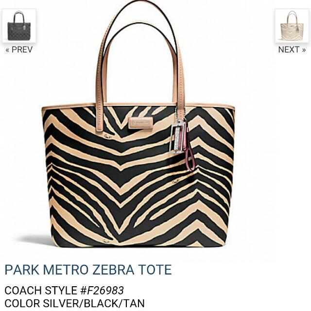 Coach zebra tote new arrivals