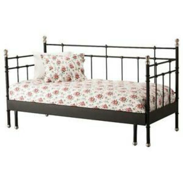 ikea tromsnes black metal frame daybed furniture home living furniture bed frames mattresses on carousell