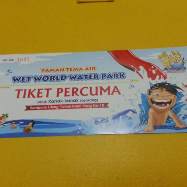 Wet World Water Park Shah Alam Voucher For Children Only Free Postage Tickets Vouchers On Carousell