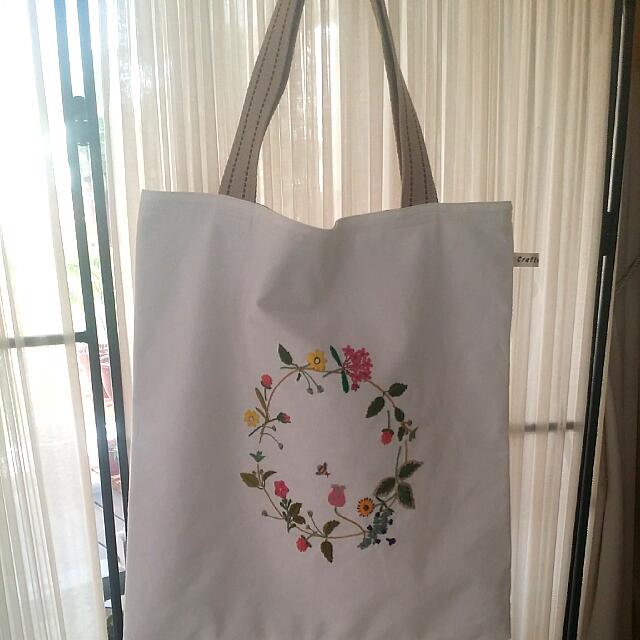 embroidered tote bag