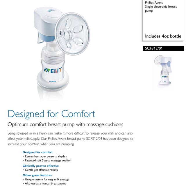 Philips Avent Single Electric Breast Pump Scf312 01 Preloved