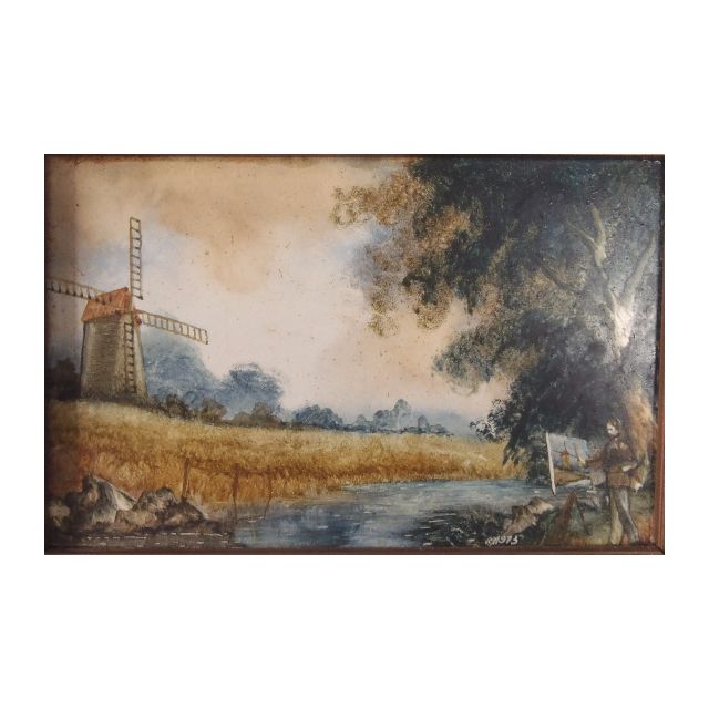 Op2 Vintage Original Miniature Landscape Oil Painting By English