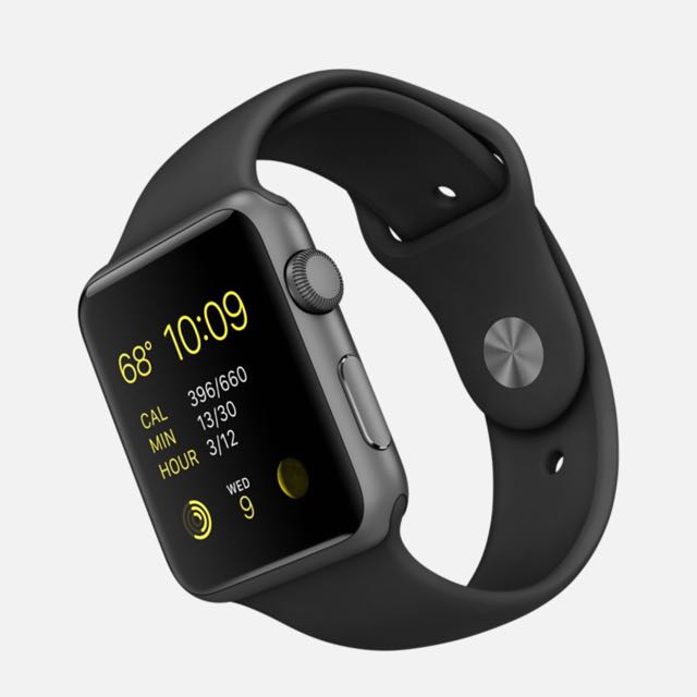 apple watch space gray aluminum case with black sport band