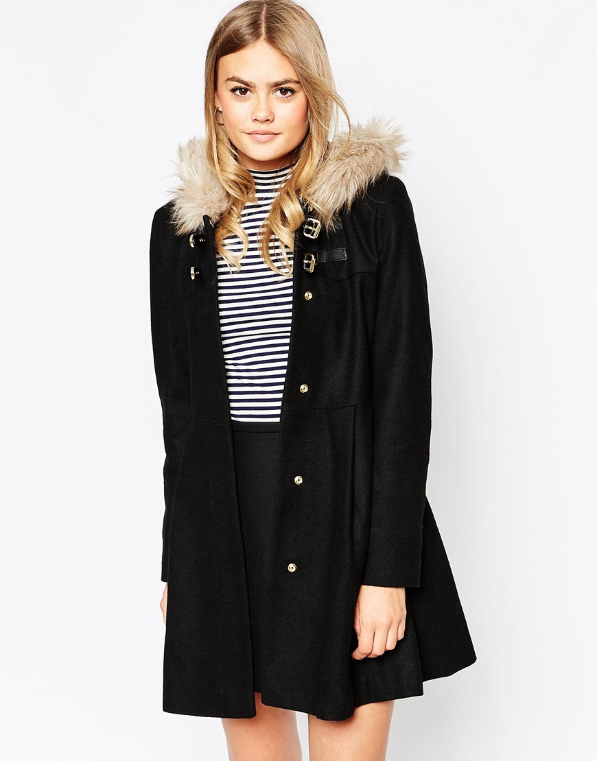 Fur hood duffle coat