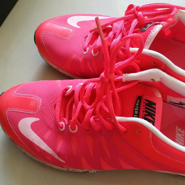 bright pink running shoes