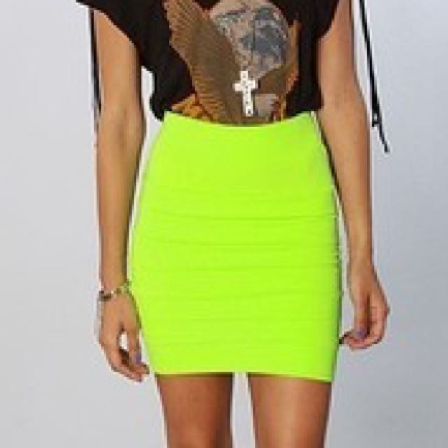 lime green bodycon skirt