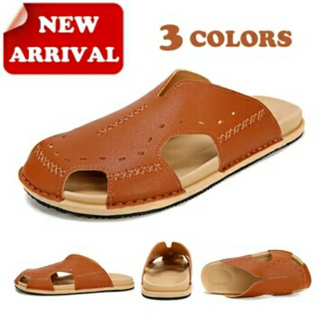 Hot Sale New Summer Fashion men leather sandals massage flip flops