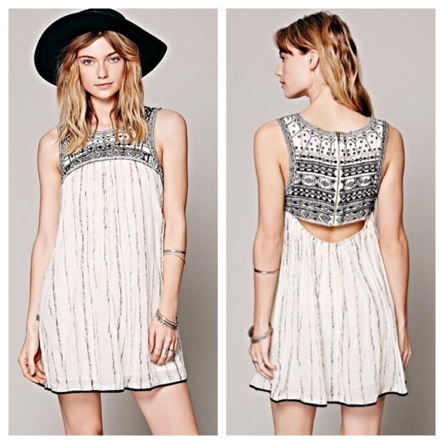 Bnwt Free People Inspired Aztec Bib Dress In Ivory Women S