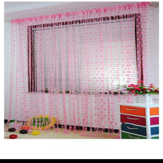 Romantic Heart Shaped Cortina Windows Blinds Sheer Curtain