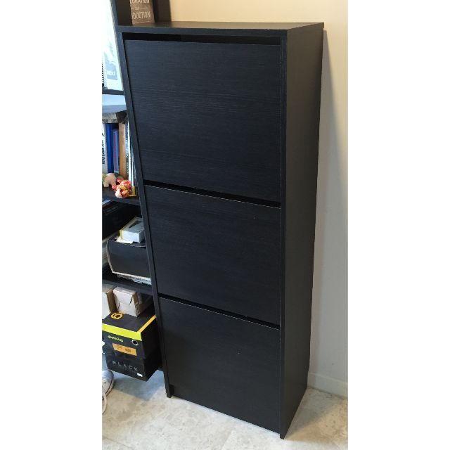  IKEA BISSA  Shoe cabinet with 3 compartments black brown 
