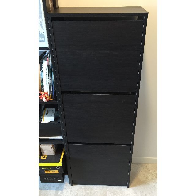 Ikea Bissa Shoe Cabinet With 3 Compartments Black Brown Furniture On Carousell