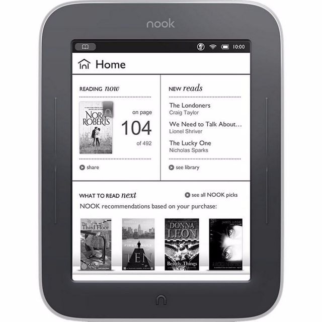 Barnes Noble Nook Simple Touch Ebook Reader Wi Fi Only Books