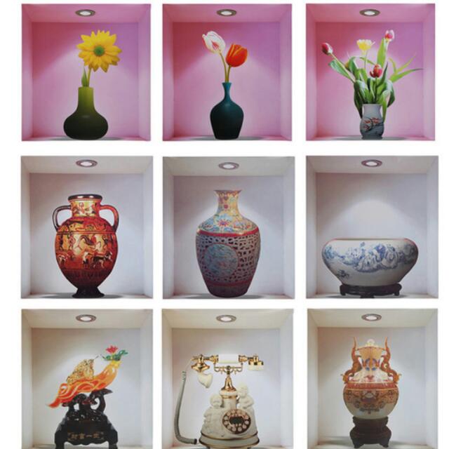 Bn 3d Wallpaper Art Cool Design Quality Sticker Vase Flower