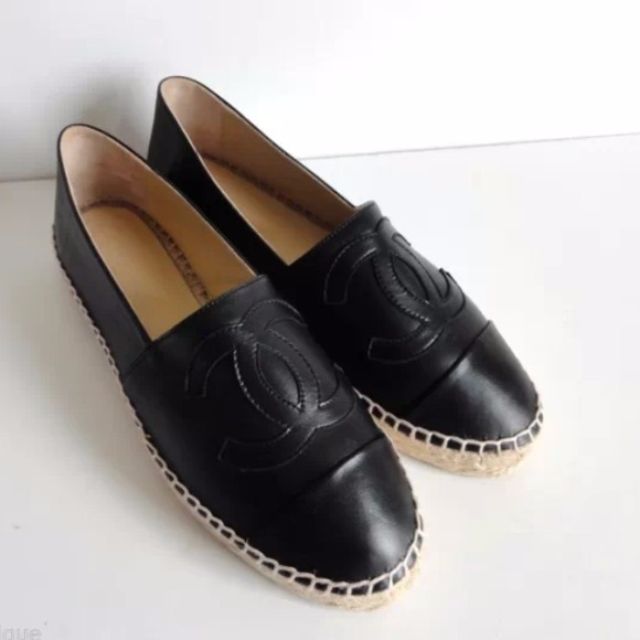 chanel espadrilles black lambskin