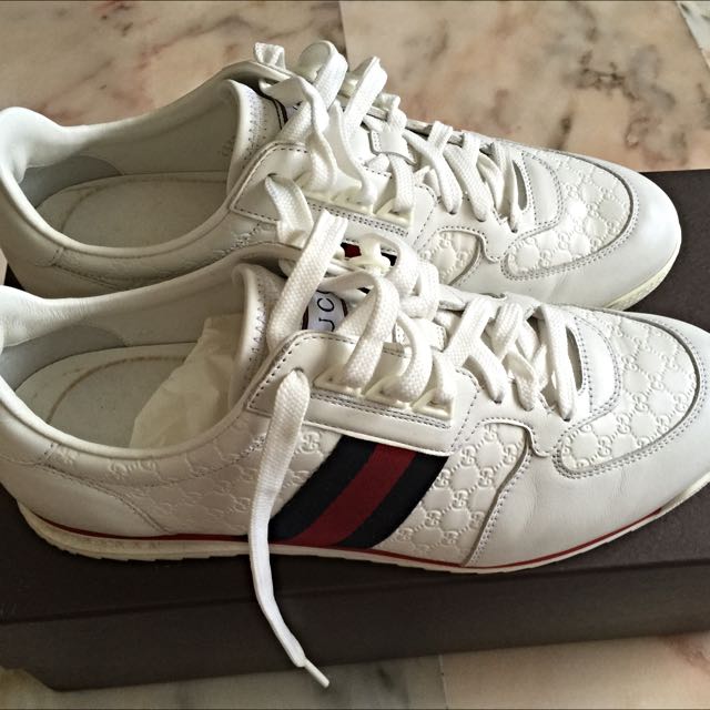 Gucci Leather Sneaker With Web Men Shoe 